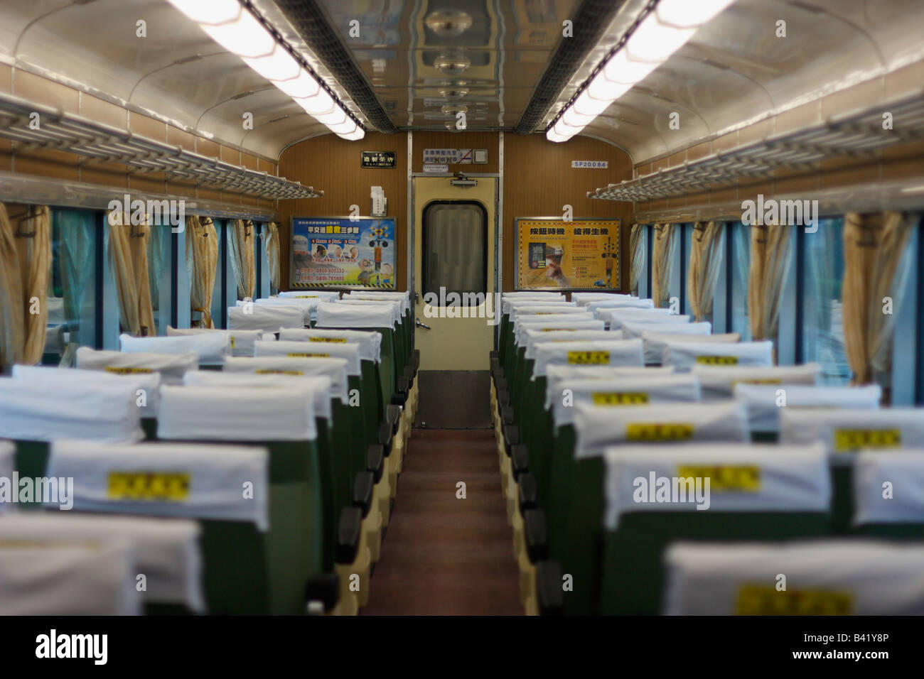 Interior of an empty train carriage in Taiwan Stock Photo