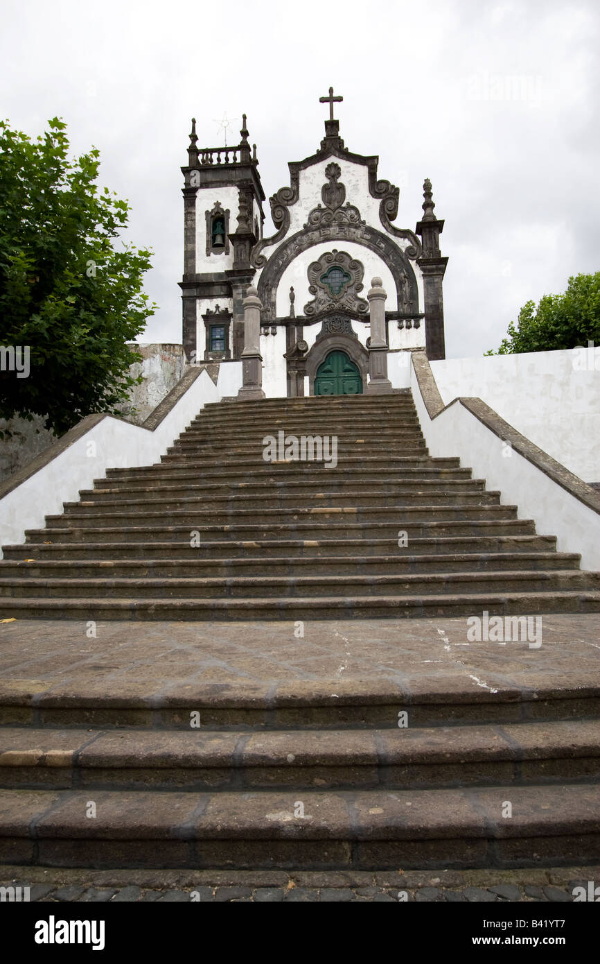 Azores . A old church in Ponta Delgada Stock Photo