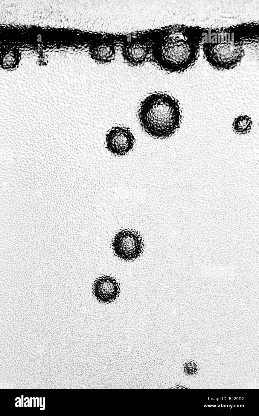 close up shot of air bubbles in a glass of water Stock Photo