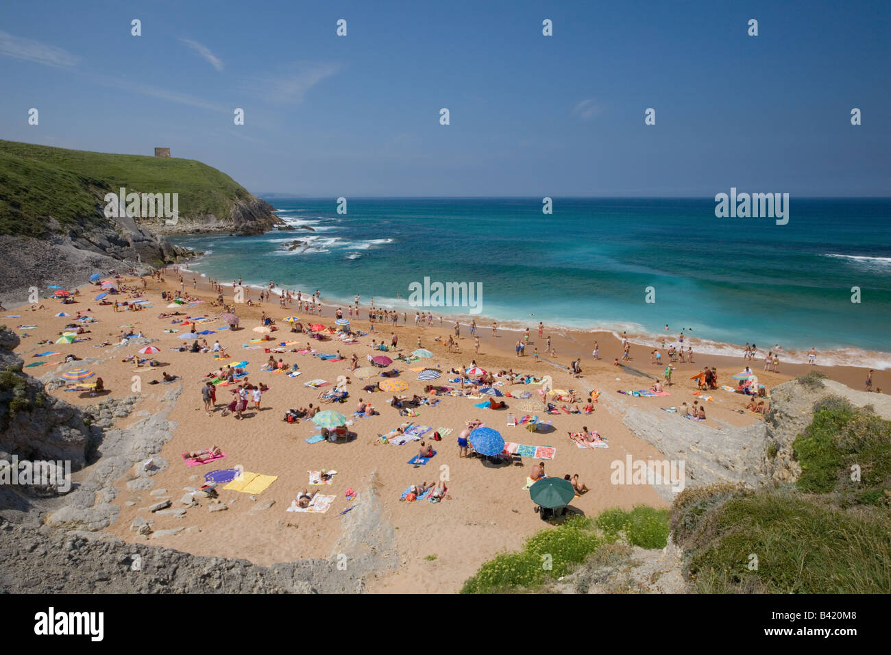 Beach at Tagle on the north coast of Spain in Cantabria Stock Photo