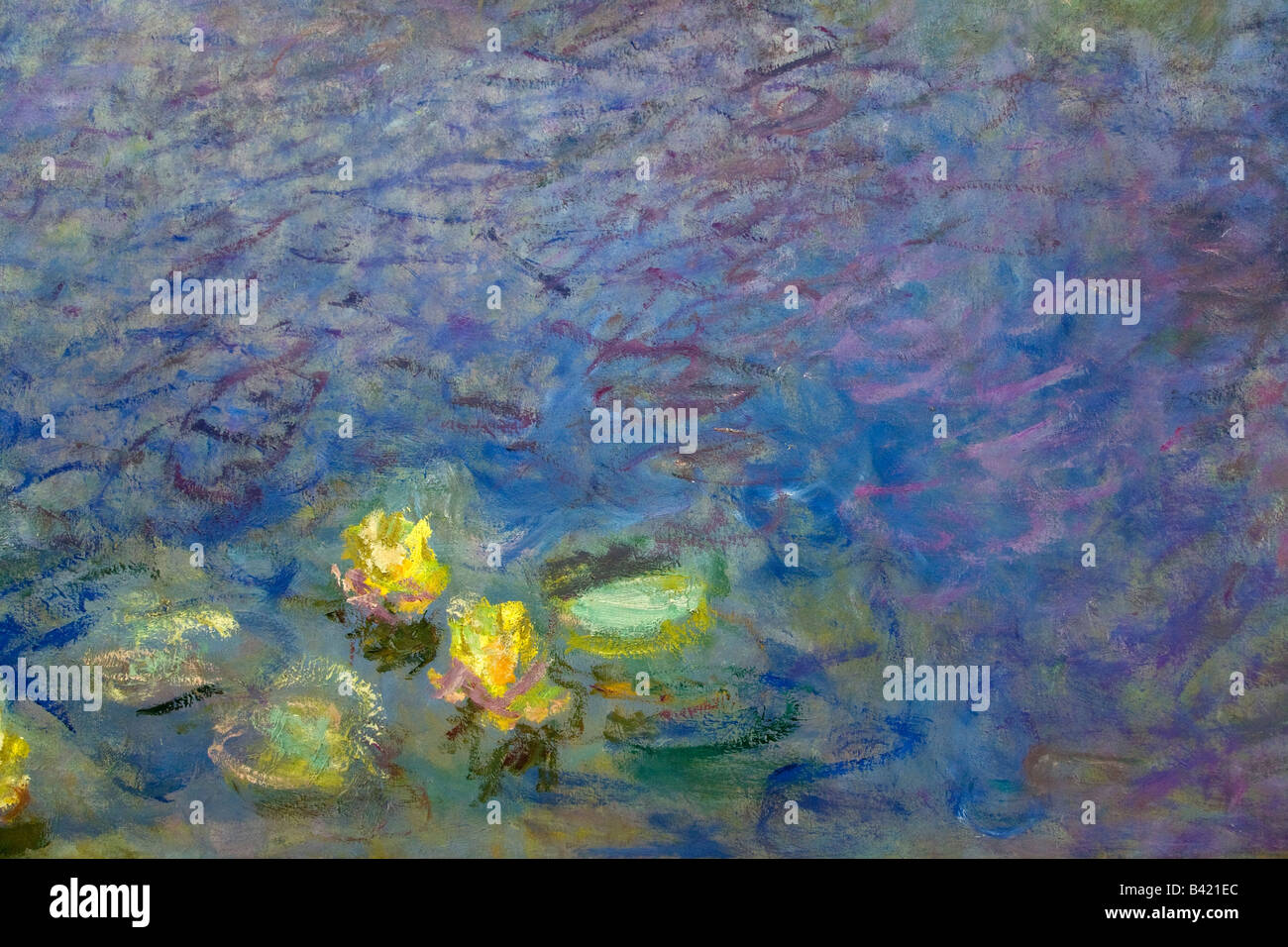 Detail of Water Lily Nympheas series painted by Claude Monet at Musee de L Orangerie Tuileries Paris France Europe Stock Photo