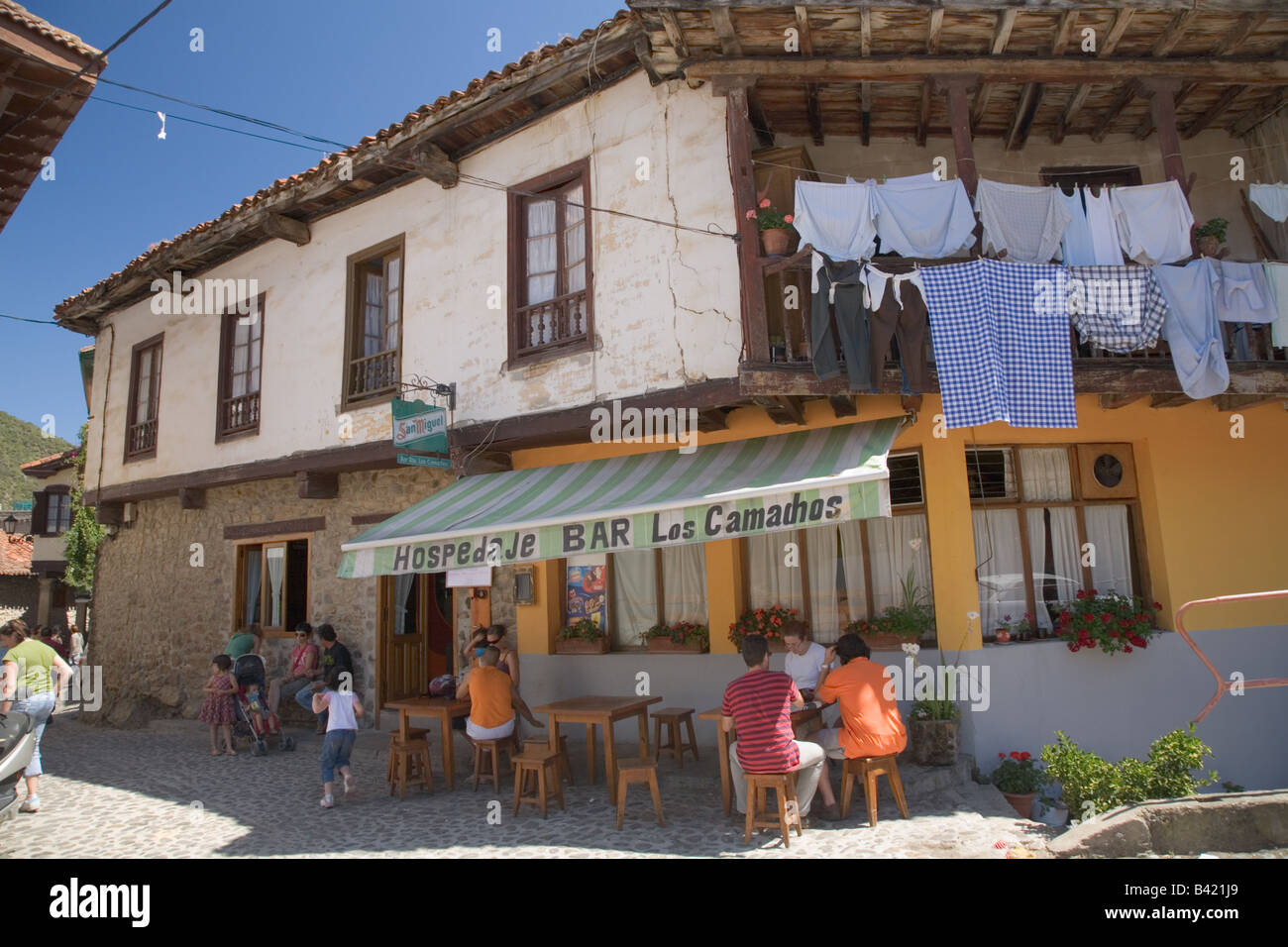 Potes town in the middle of the Picos de Europa mountains Stock Photo