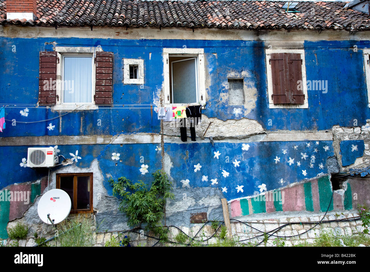 Semi derelict house Kotor Bay of Kotor Montenegro Europe a NESCO world heritage site Stock Photo