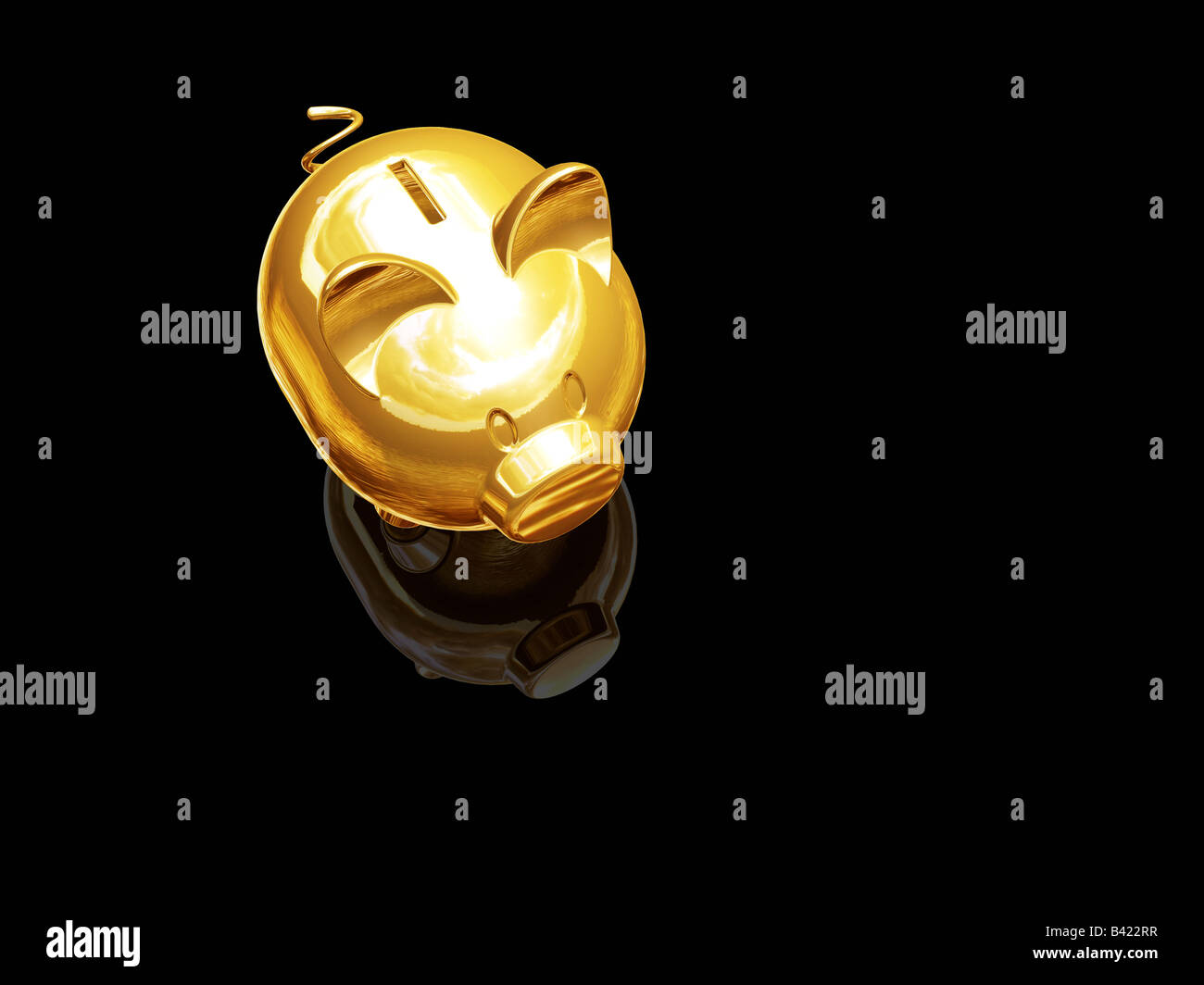 3D render of a gold piggy bank Stock Photo - Alamy