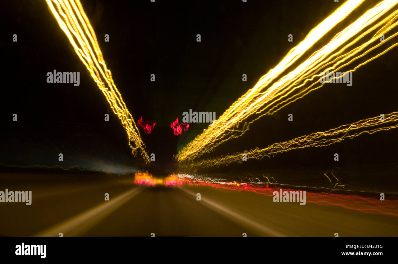 Motorway lights, M6, England Stock Photo