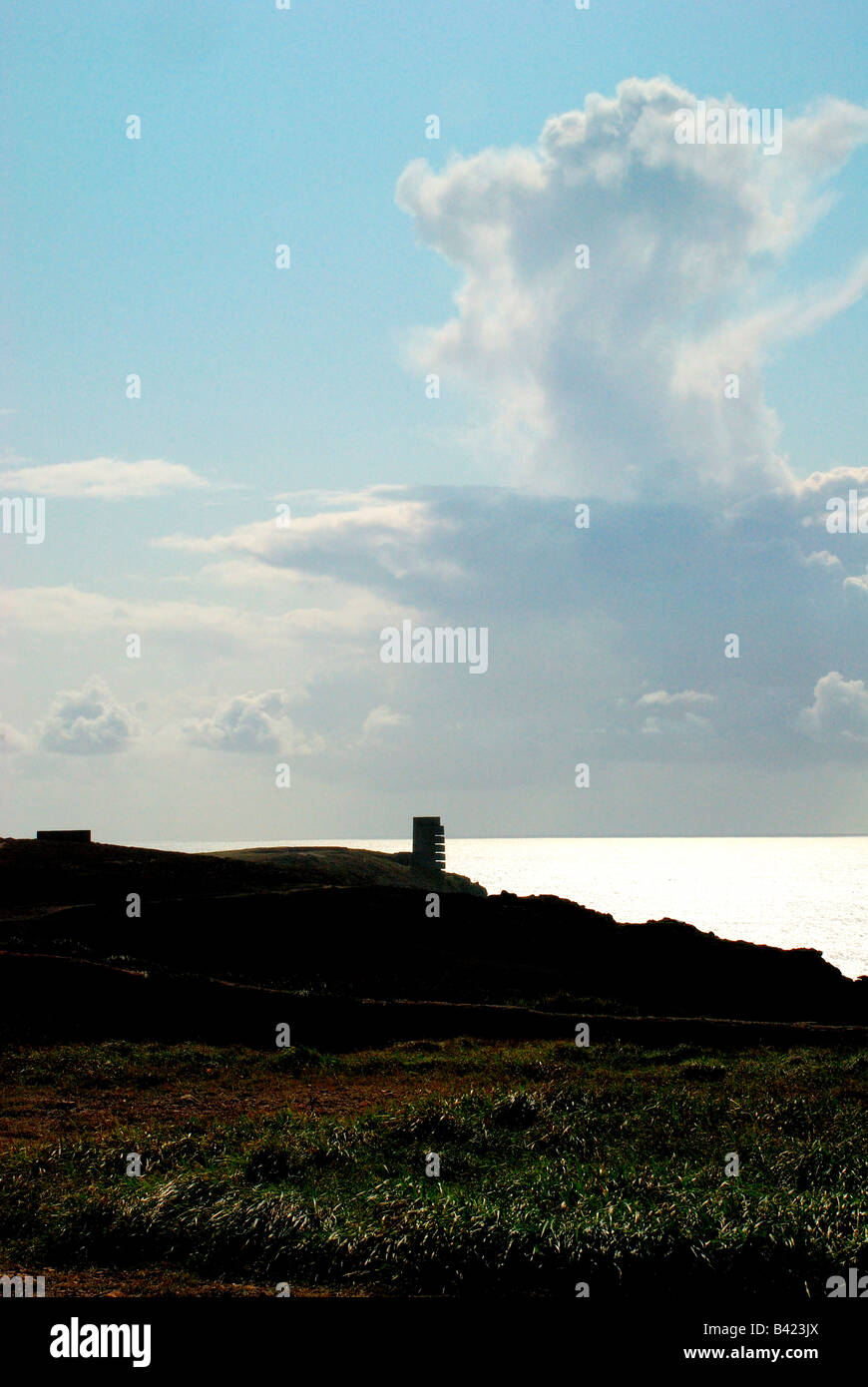 jersey north coast wartime fortifications with cloudscape Stock Photo