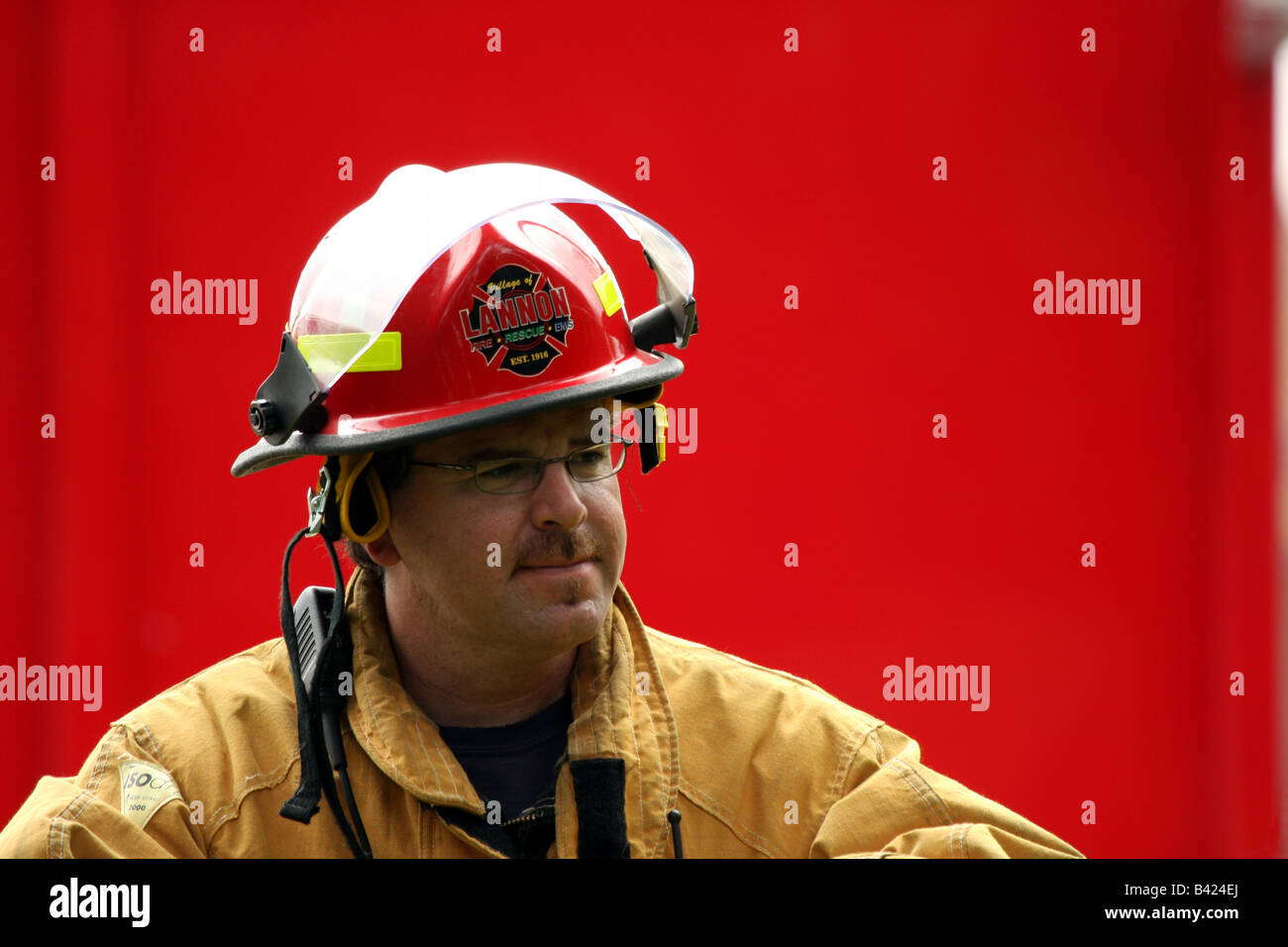 The Lannon Fire Department Captain from Lannon Wisconsin Stock Photo