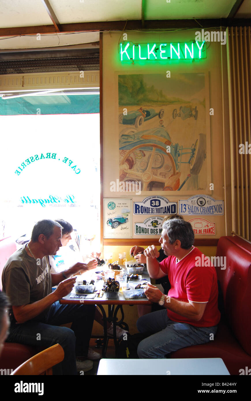 people in cafe Bugatti boulevard Jean Baptiste Lebas Lille France Stock Photo