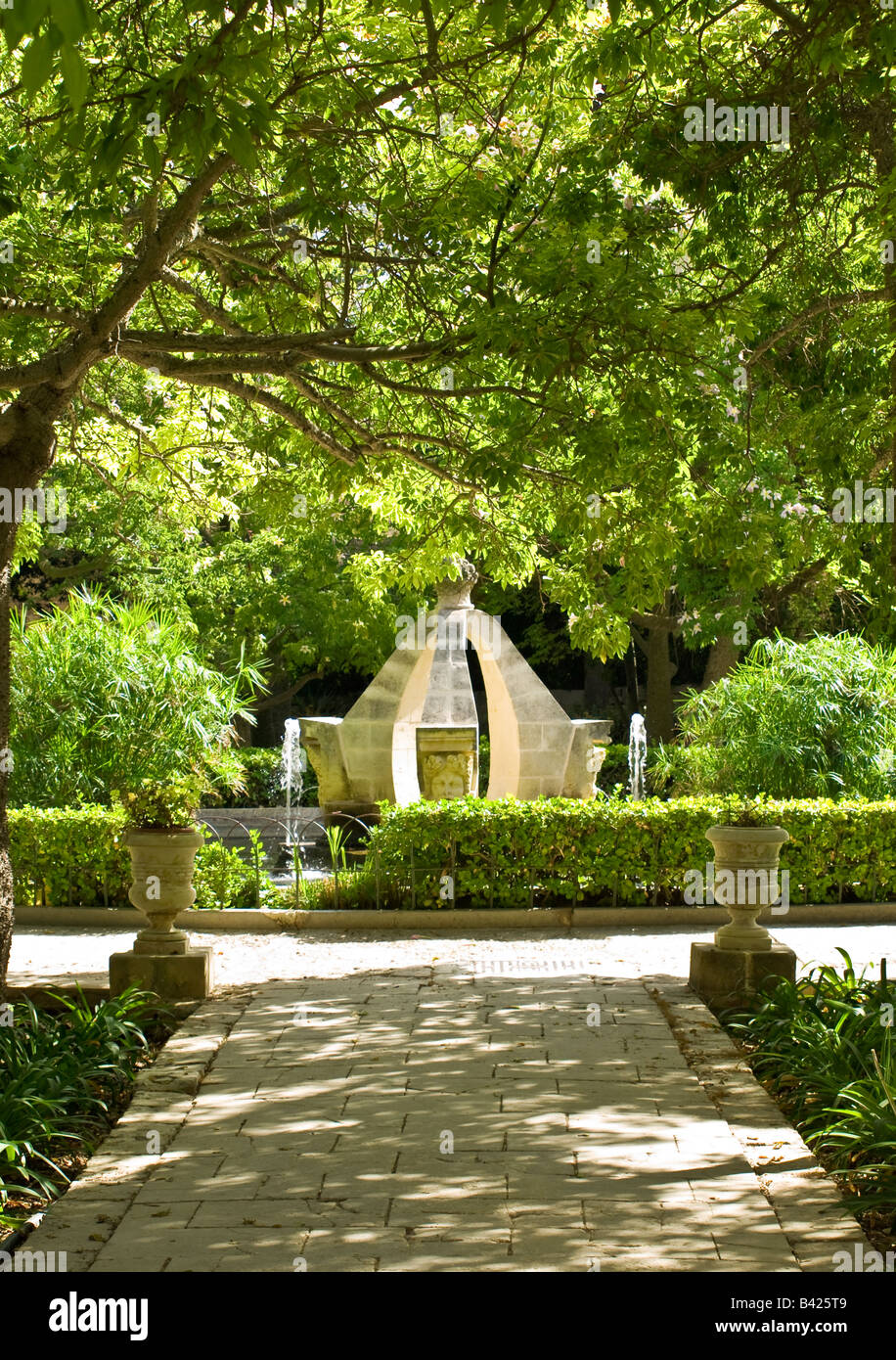 A medieval fountain in a public garden in Malta Stock Photo Alamy