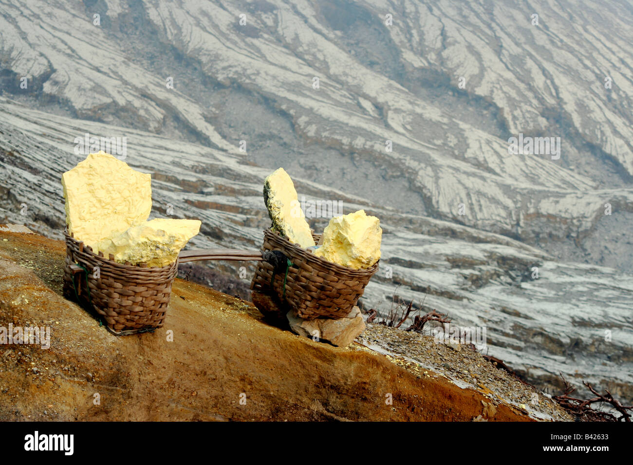 Sulfur bags Stock Photo