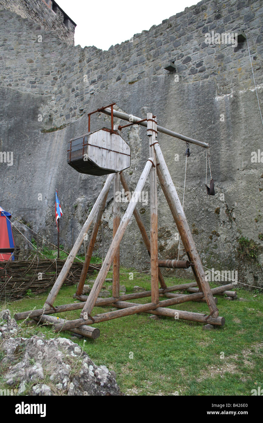 Sling Ancient weapon at castle Vishegrad on Danube bend Hungary Stock Photo