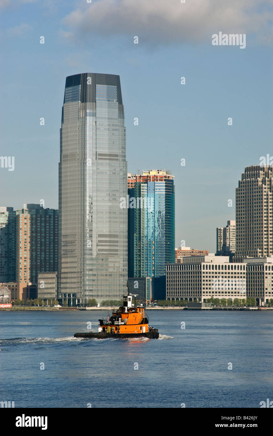 The Goldman Sachs Tower in Jersey City, NJ across the Hudson River from Manhattan Stock Photo