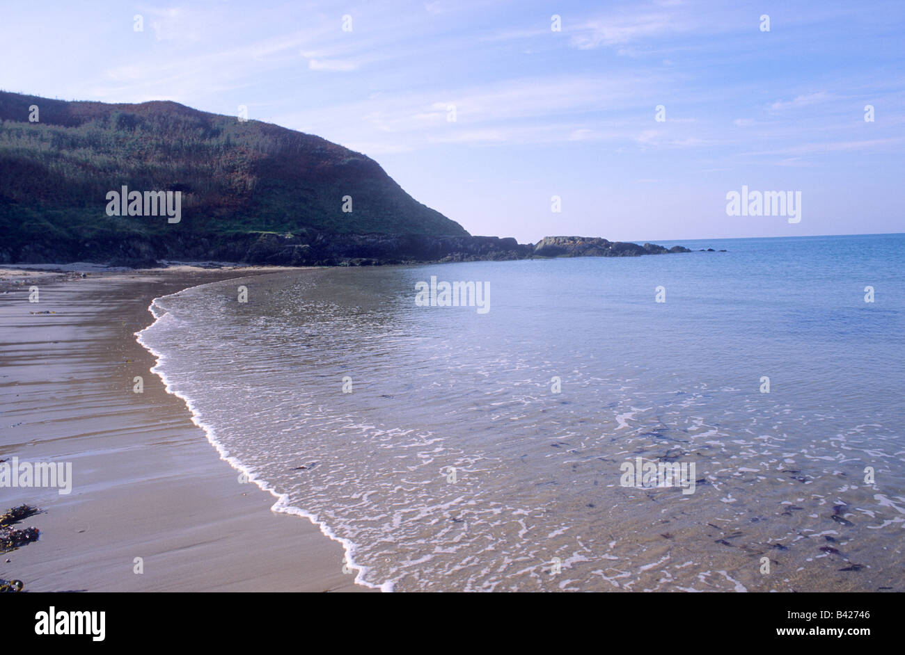 Porth Oer Lleyn Peninsula Whistling Sands Bay Wales Welsh coast coastal scenery sand sandy beach sea landscape UK Stock Photo