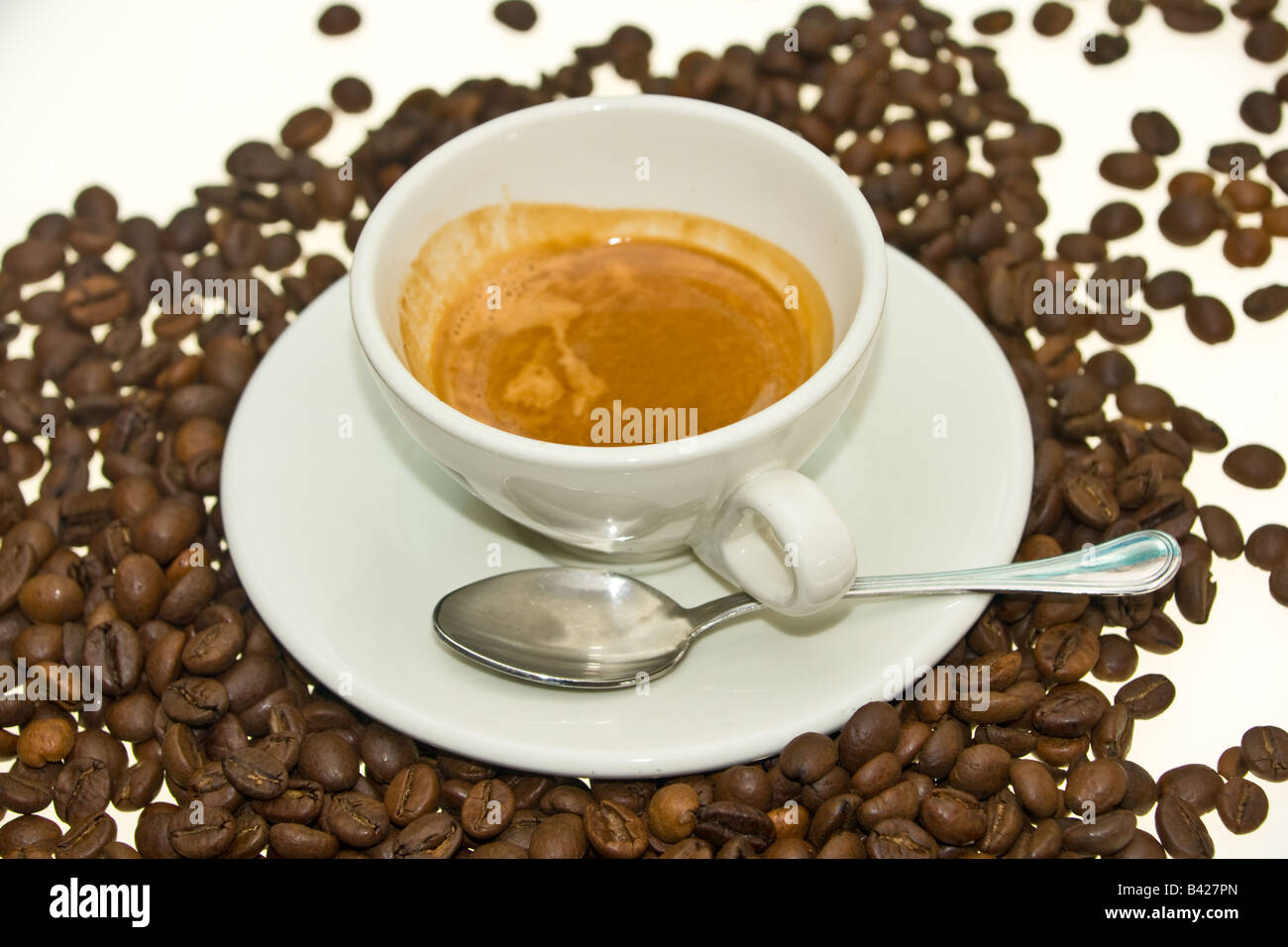 Coffee Espresso with roasted Coffee bean Stock Photo