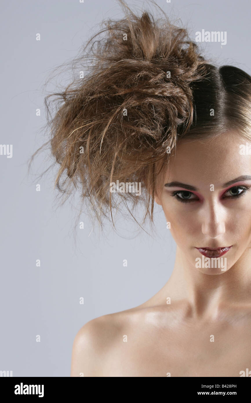 'Fashion image female model with wild hair' Stock Photo