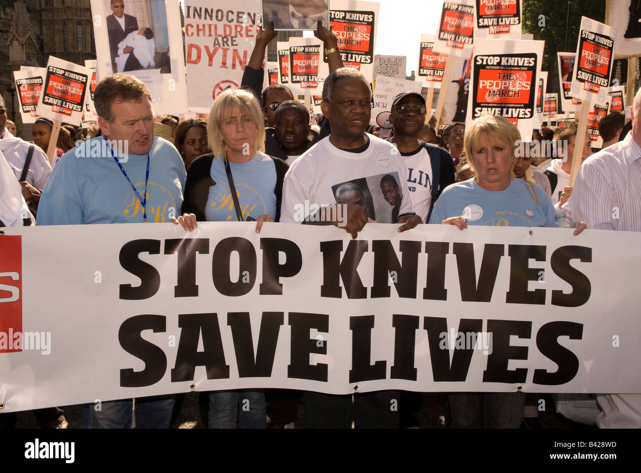 Damilola Taylor's father on The People's March, 20 Sept 2008, London, UK. March and demo against knife crime epidemic. Stock Photo