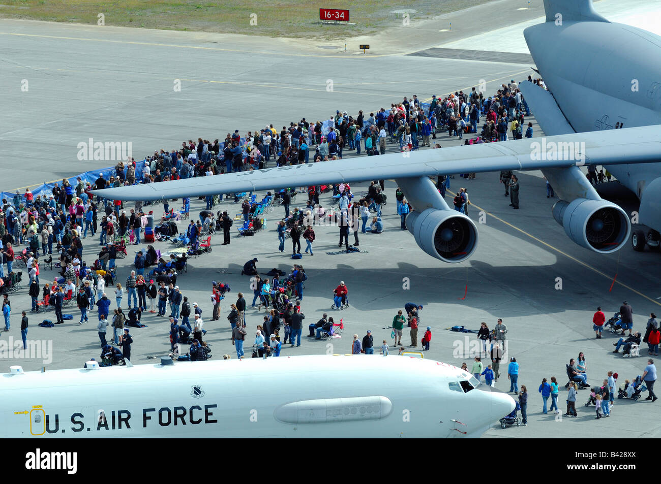 Overview of spectators on tarmac, Anchorage air show, Elmendorf Air