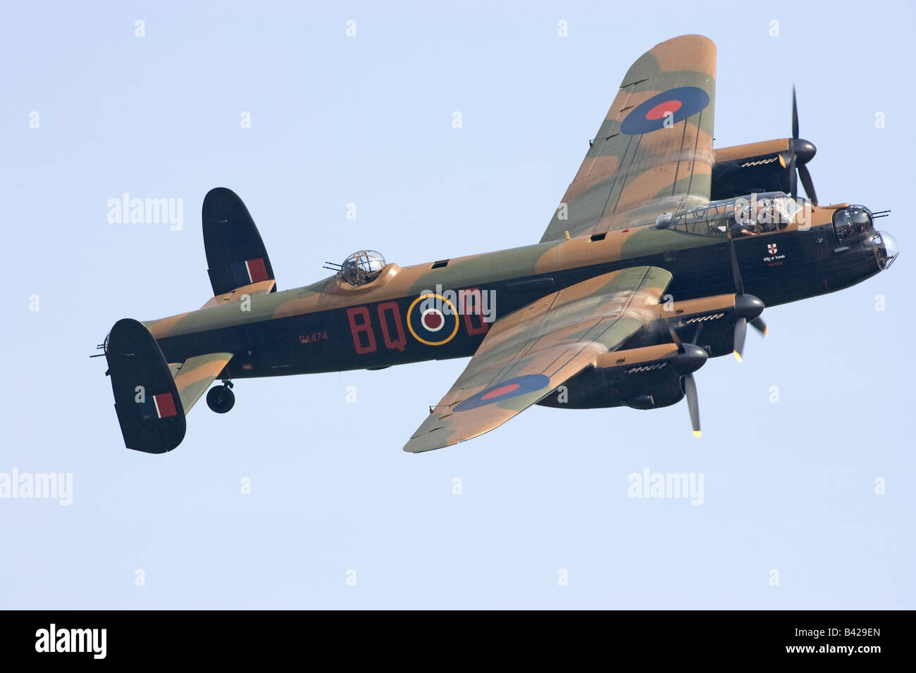 Lancaster Bomer Flying Over Lincolnshire Stock Photo