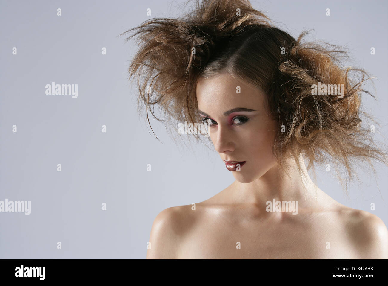 Fashion image female model with wild hair Stock Photo