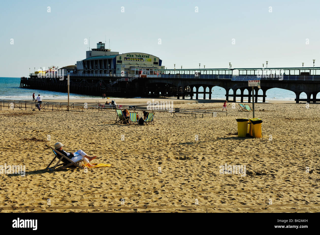 Bournemouth beach and pier, Hampshire, England Stock Photo