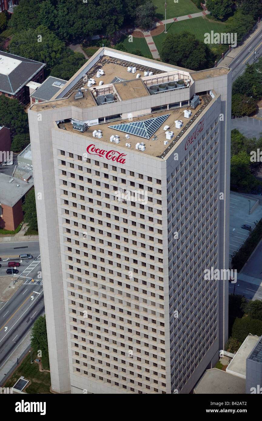 aerial above One Coca Cola Plaza midtown Atlanta Georgia corporate headquarters Stock Photo