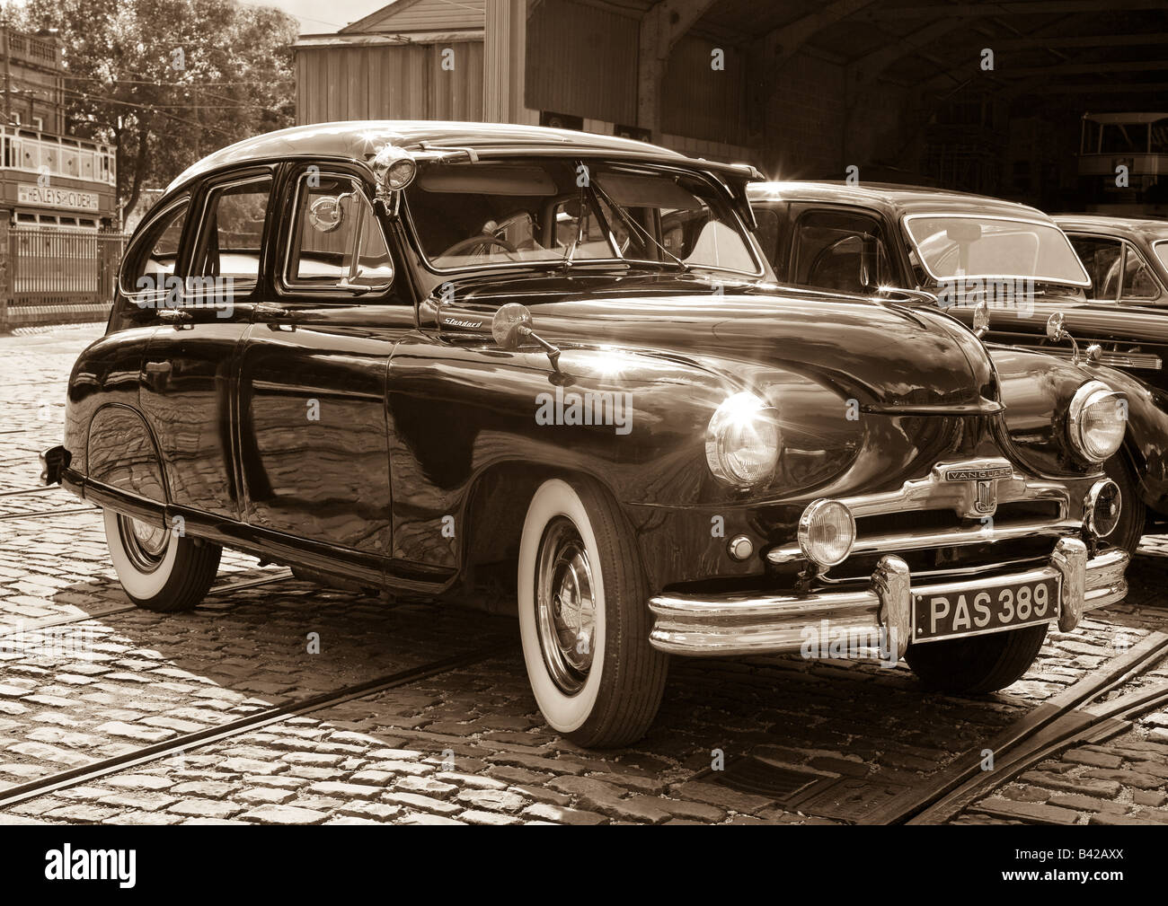 Standard Vanguard Fastback, seen at a 1940s event at the National Tramway Museum, Crich Stock Photo