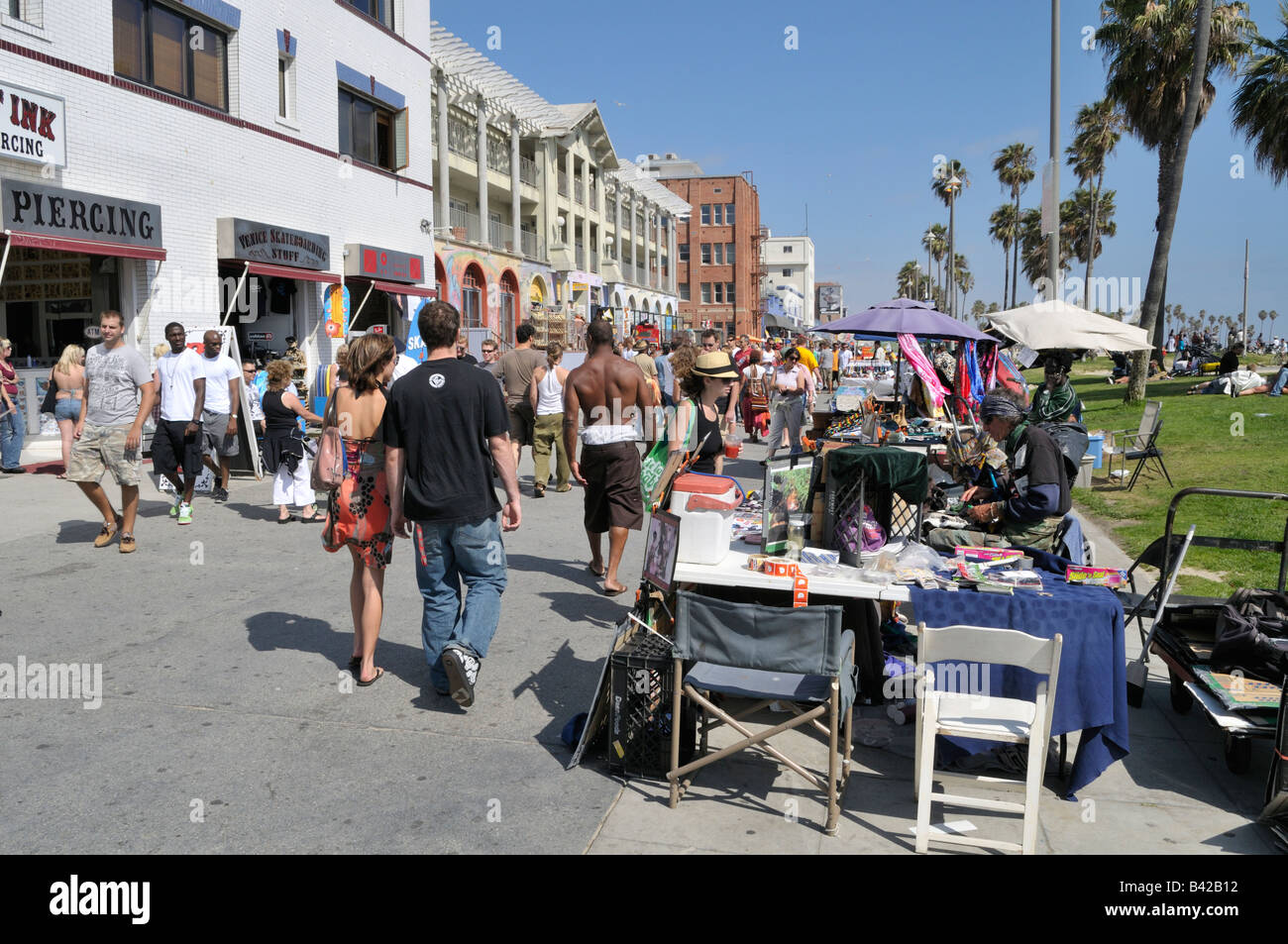 Portion of popular Ocean Front Walk in Venice, California Stock Photo