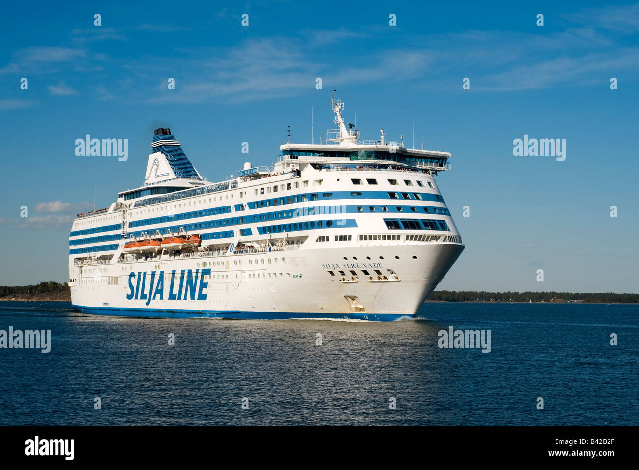 Cruise ferry 'Silja Serenade' (1990), sailing out of Helsinki, Finland Stock Photo