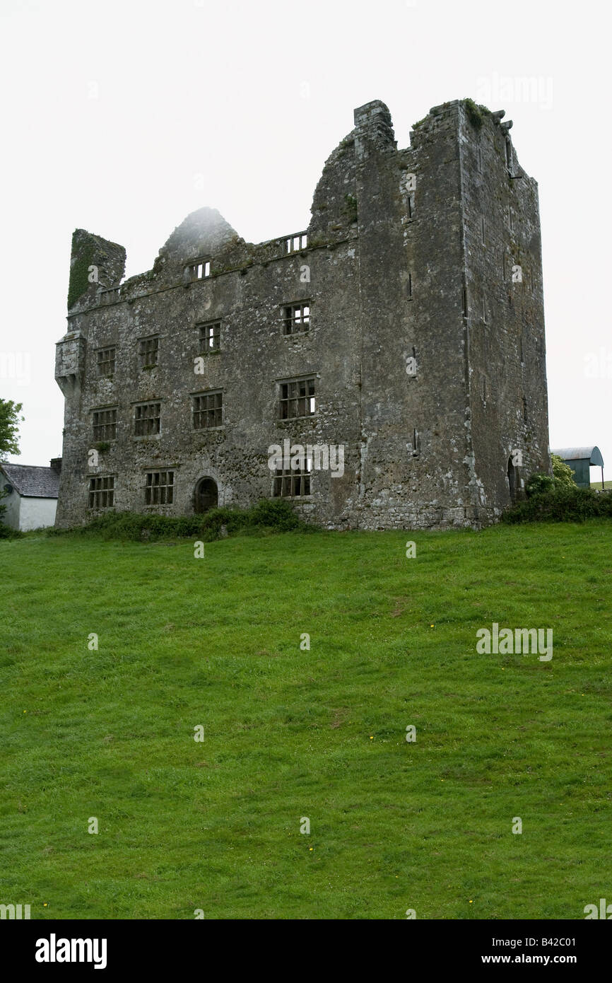 The ruins of Leamanagh Castle in Co. Clare, Ireland Stock Photo