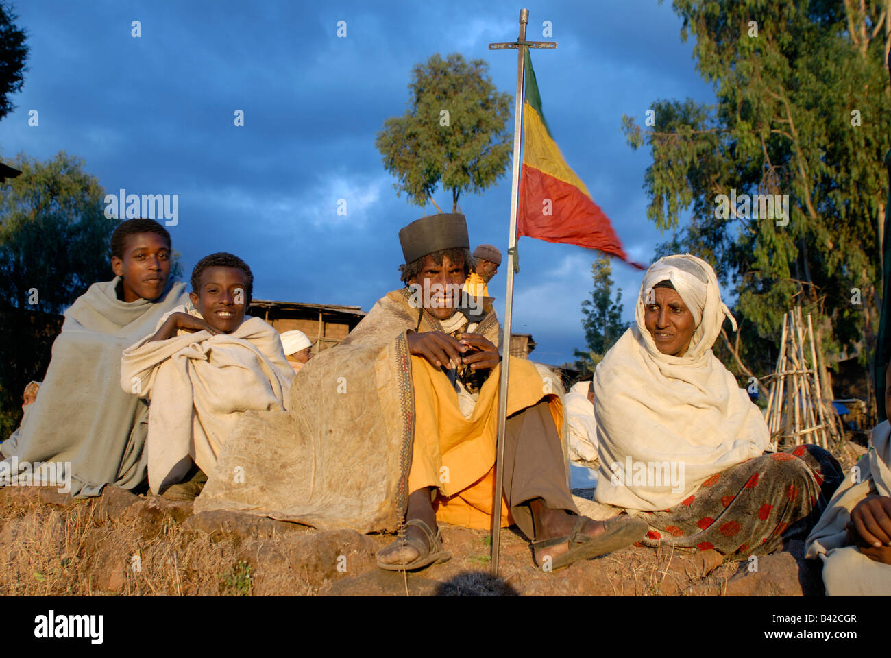 Orthodoxe christian Pilgrims at the Christmas celebration in Lalibela Ethiopia Stock Photo
