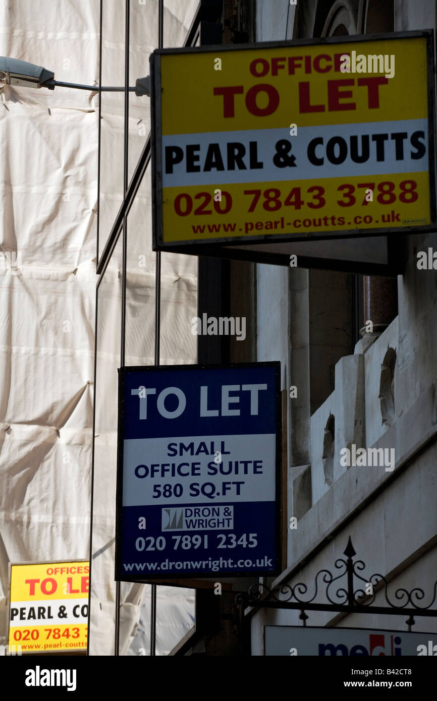 To let signs hanging off side of building in London Stock Photo