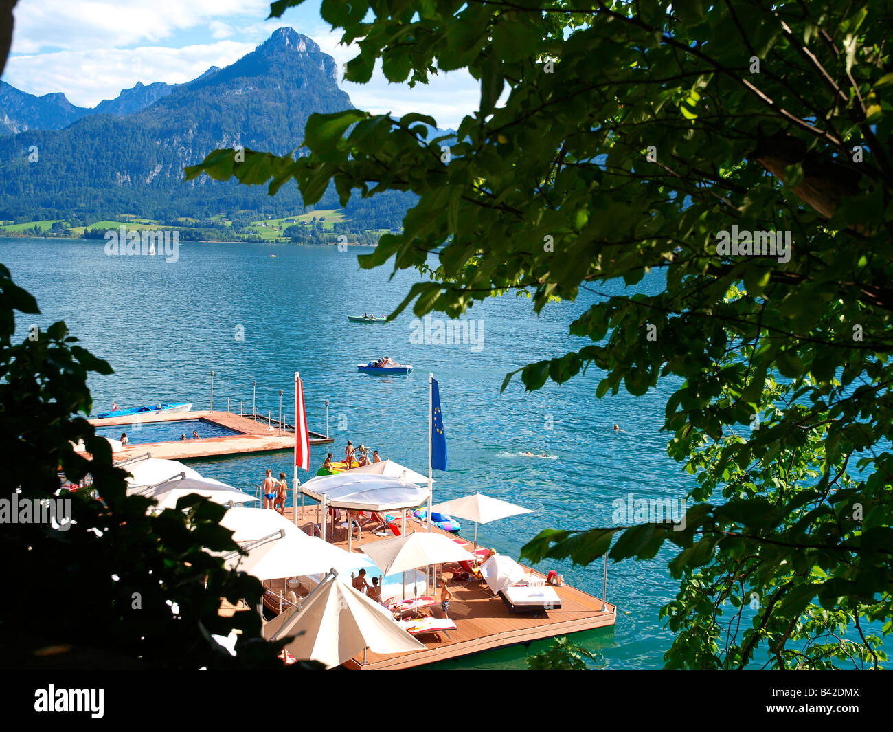 lake Wolfgangssee, Austria, Im Weissen Rössl Stock Photo
