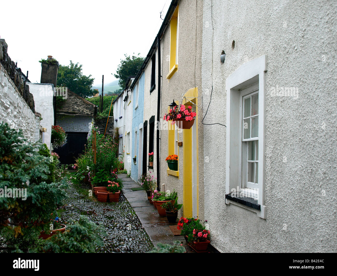 Terraced houses in the quaint welsh seaside village of Aberdovey,Wales,uk. Stock Photo