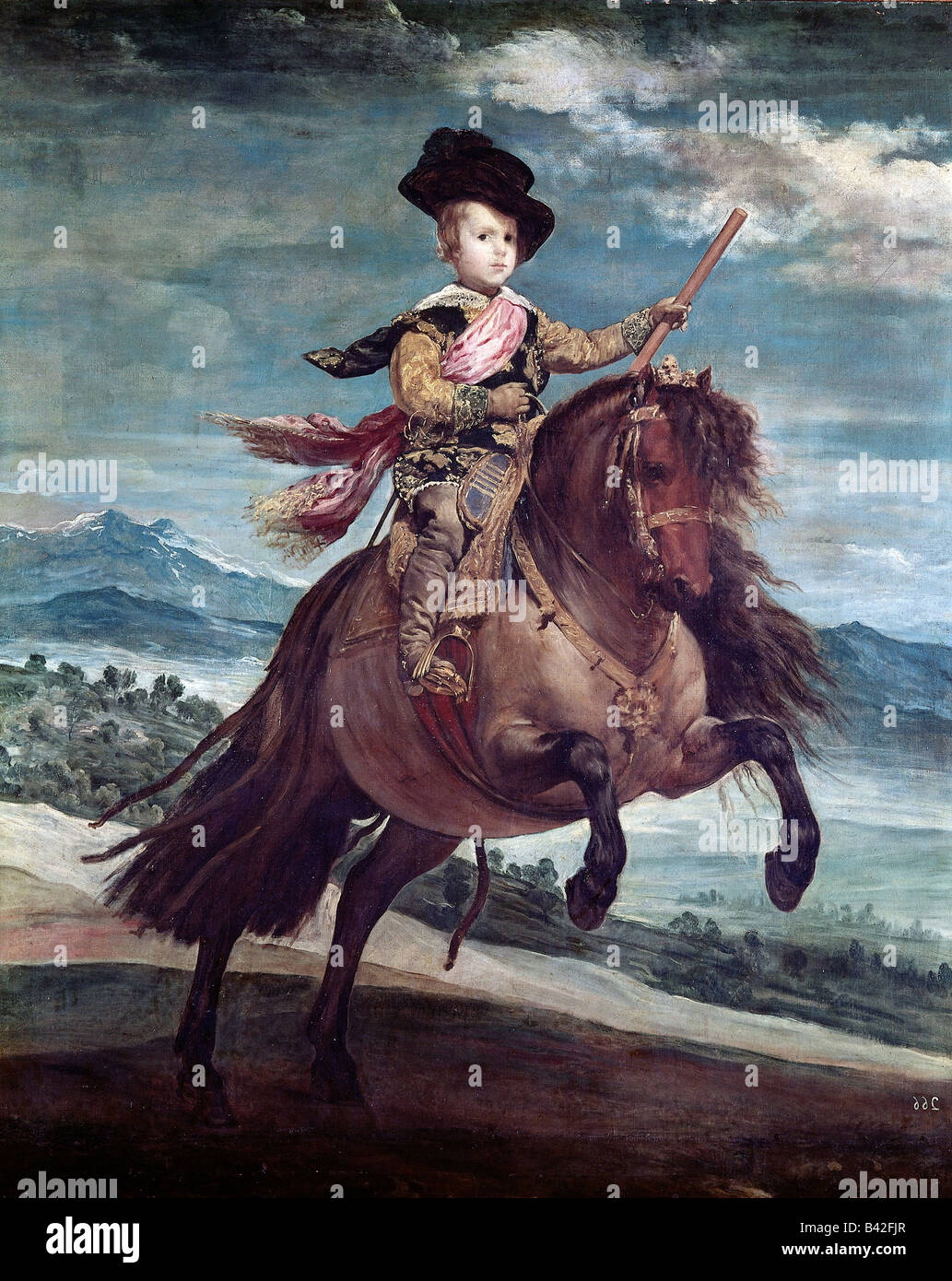 EQUESTRIAN PORTRAIT OF PRINCE BALTHASAR CHARLES BOY HORSE BY VELASQUEZ REPRO
