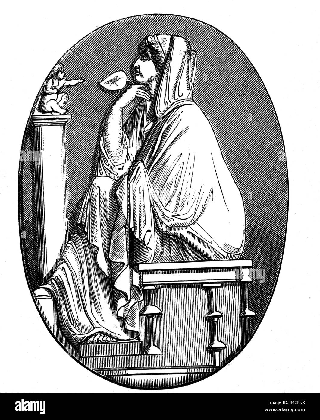 Caesar, Gajus Julius, 100 - 44 BC, Roman politician, wife Calpurnia, wood engraving after cameo, Cape de France, , Stock Photo