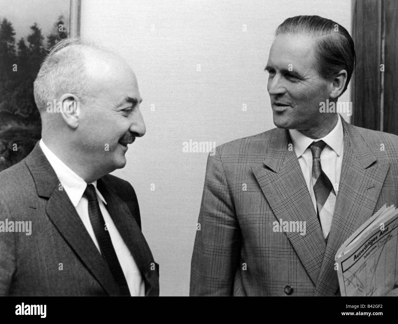 Carstens, Karl, 14.12.1914 - 30.5.1992, German politician (CDU), state secretary in the Office of Foreign Affairs 1960 - 1966, with Taylor, 1963, , Stock Photo