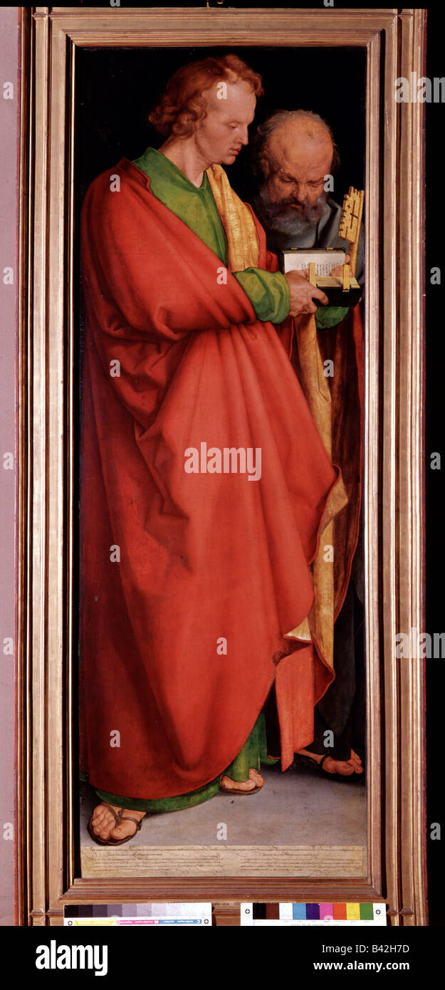 fine arts, religious art, apostle, painting, 'Die vier Apostel' (Johannes und Petrus) by Albrecht Dürer (1471 - 1528), 1526, Stock Photo