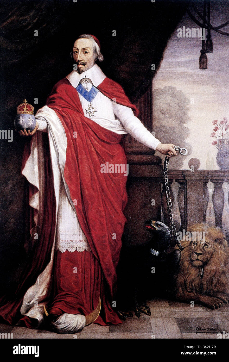 Richelieu, Armand Jean du Plessis, cardinal and duke of, 9.9.1585 -  4.12.1642, French clergyman, full length, painting by Bernhard Bröker,  1940, after contemporary engraving Stock Photo - Alamy