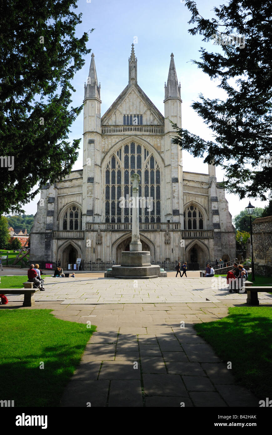 West face of Winchester Cathedral,England Stock Photo