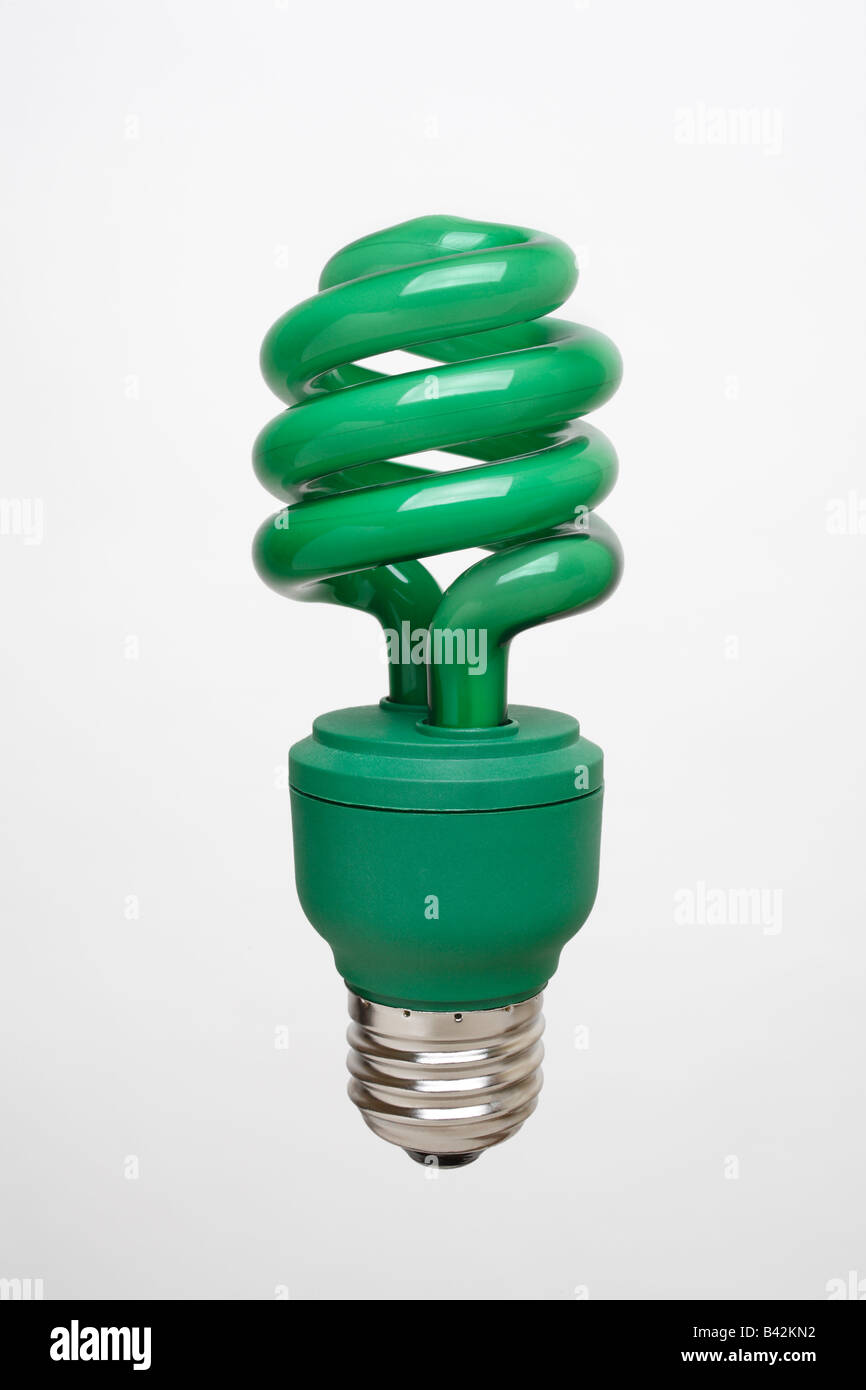 green compact fluorescent light bulb Stock Photo Alamy