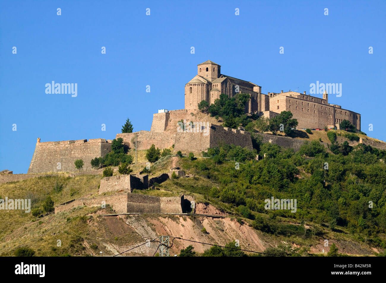 Parador de Cardona, a 9th Century medieval hillside Castle, near Barcelona, Catalonia, Cardona, Spain Stock Photo
