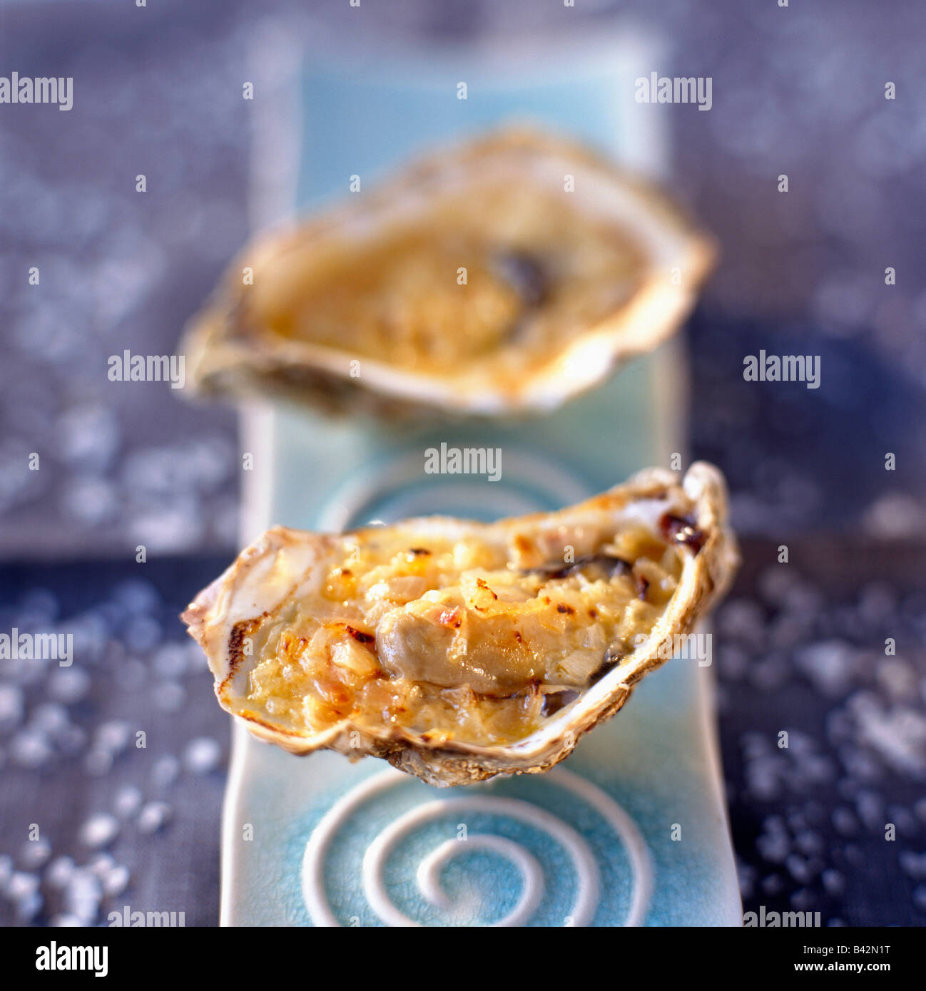 Hot oysters with shallots and red wine Stock Photo Alamy