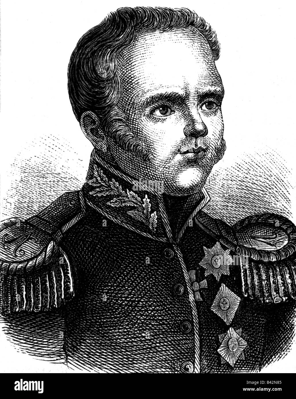 Constantine Pavlovich, 8.5.1779 - 27.6.1831, Grand Duke of Russia,  portrait, engraving, 19th century, Romanov, , Stock Photo