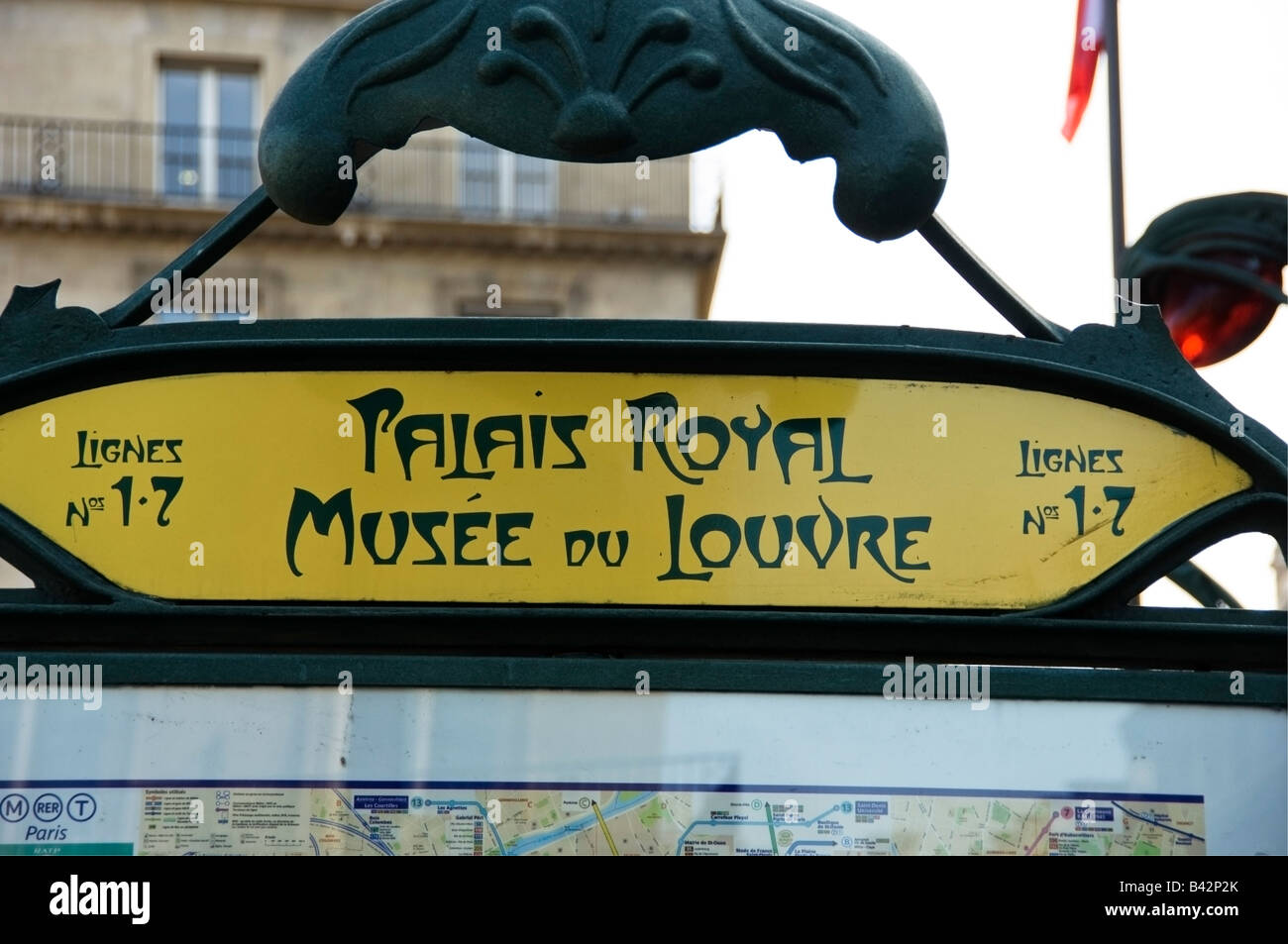 Palais Royal Musée du Louvre Metro station sign Paris France Stock Photo