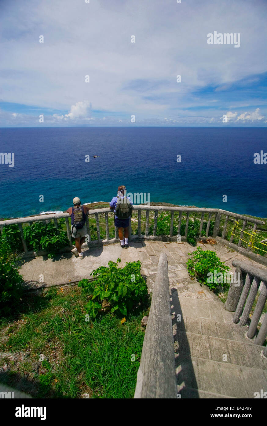 Tourists enjoy The View of Rota Island Pacific Ocean Rota Northern Mariana Islands CNMI Stock Photo