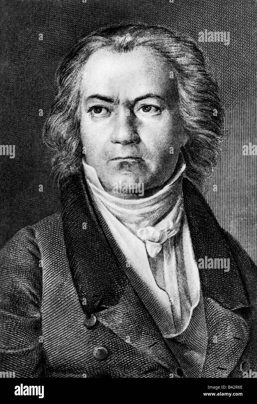 Beethoven, Ludwig van, 17.12.1770 - 26.3.1827, German composer, portrait, engraving, 19th century, Stock Photo