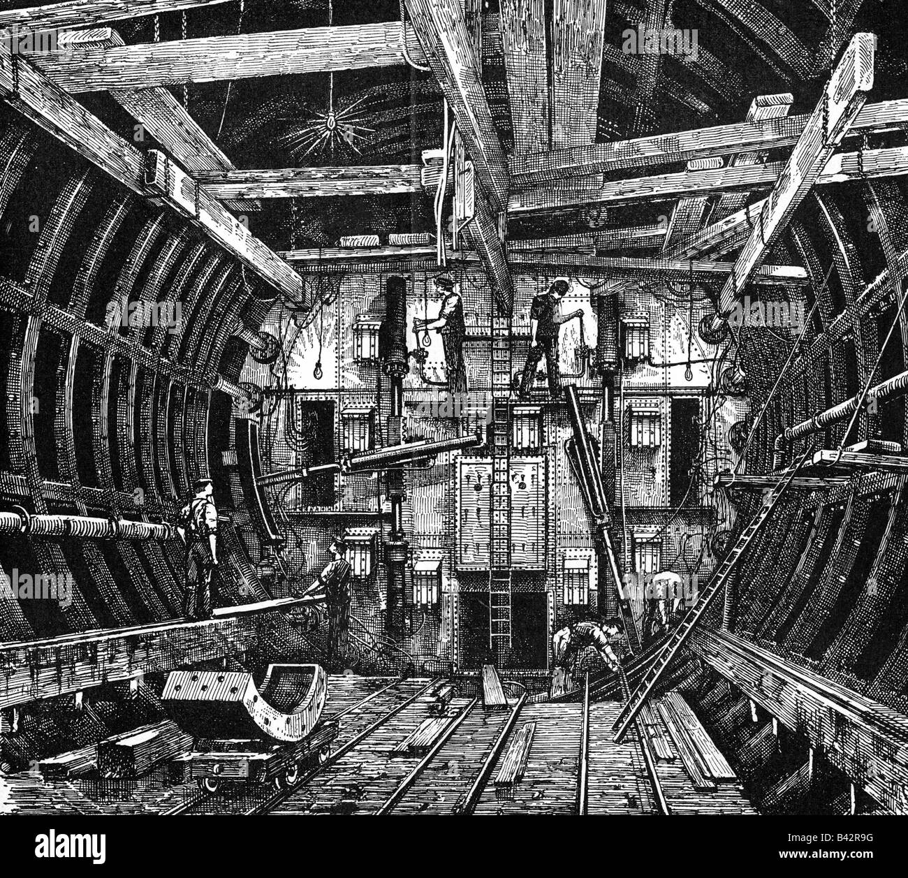 architecture, tunnels, construction of a tunnel, pneumatic axcavation