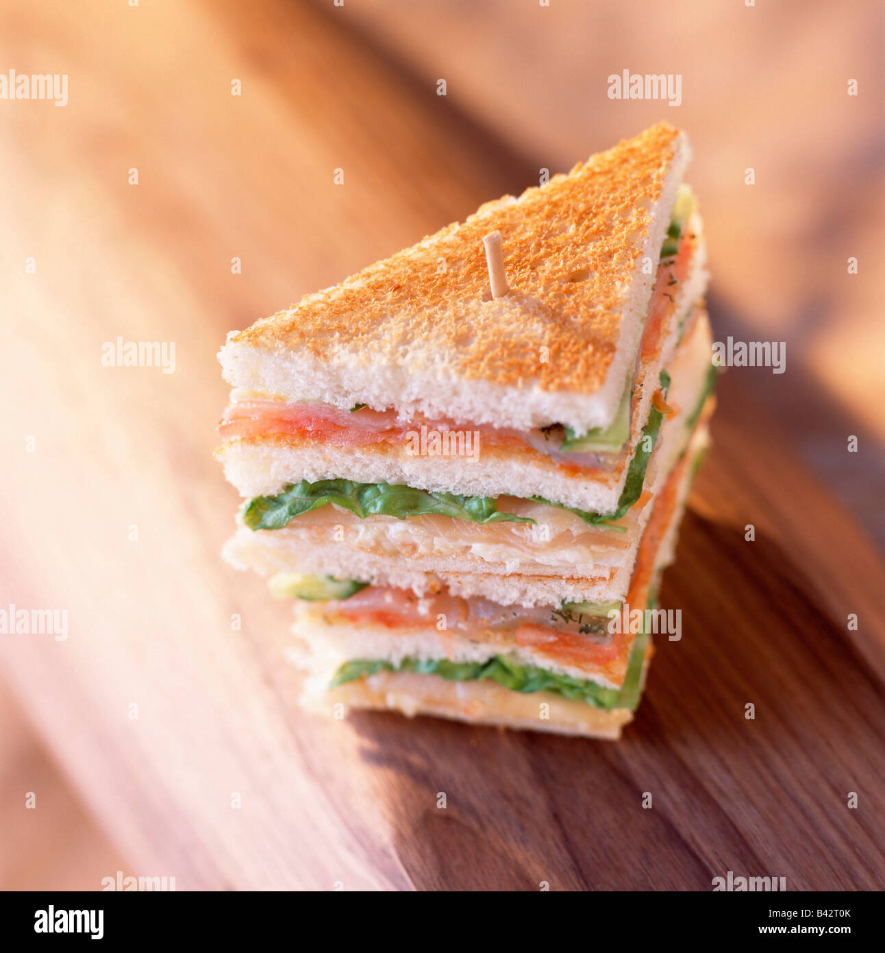 smoked salmon club sandwich Stock Photo Alamy