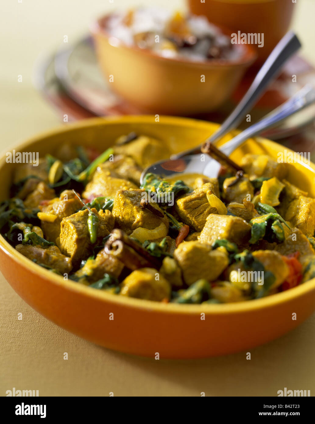 Lamb and spinach curry Stock Photo Alamy