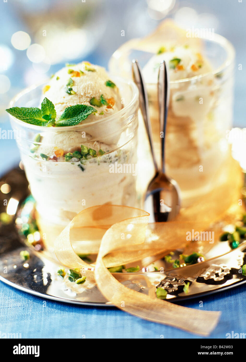 nougat pistachio ice cream Stock Photo Alamy